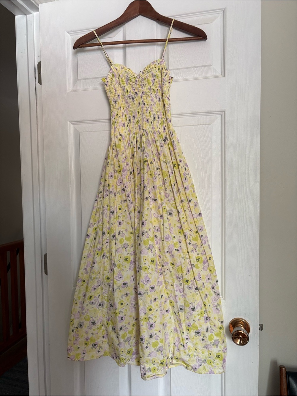 H&M Yellow Floral Maxi Dress with Purple Accents
